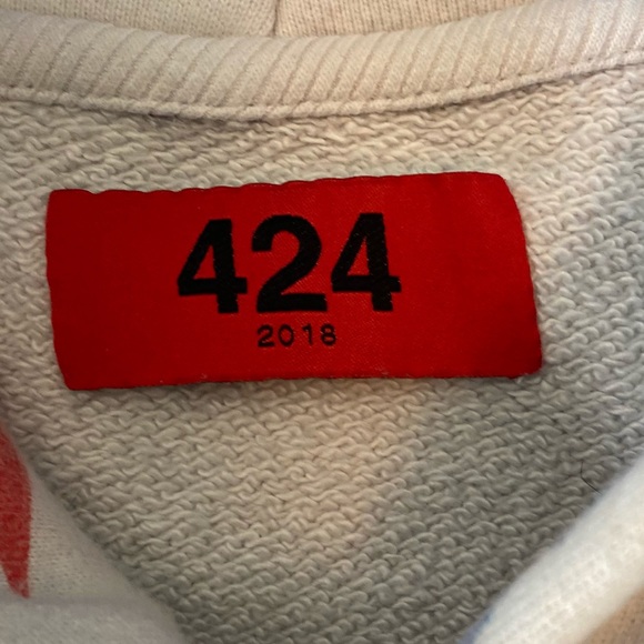 424 on Fairfax 2018 Hoodie Sweatshirt Camo White Red Blue Sz L Thick - Picture 4 of 12